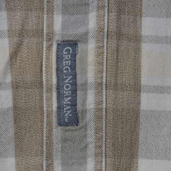 Greg Norman Button Down Tan Flannel Shirt X-Large - Picture 3 of 7